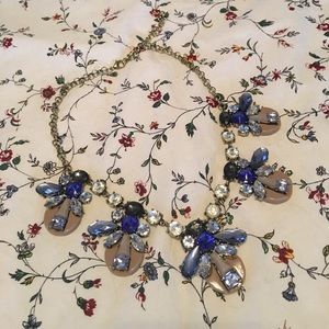 Necklace with Blue Black and Tan gems